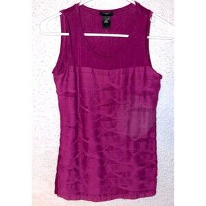 Ann Taylor Womens XS Sheer Purple Sleeveless Lined Cotton Spandex